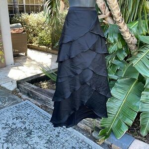 Xscape  by Joanna Chen tiered, asymmetric, ruffle maxi skirt
